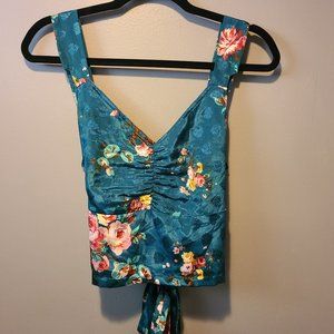 COPY - walter baker floral silky crop top (M)